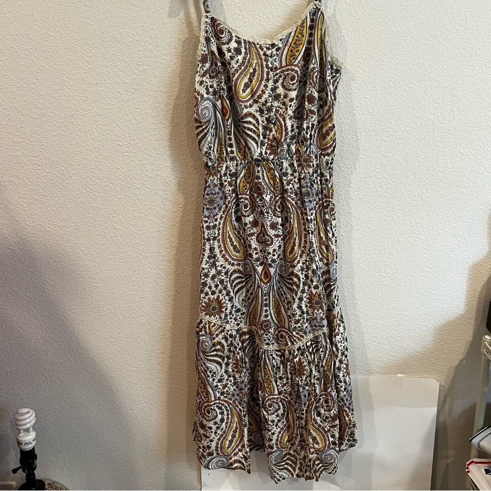O’Neill cream based midi dress with orange tone paisley print size small